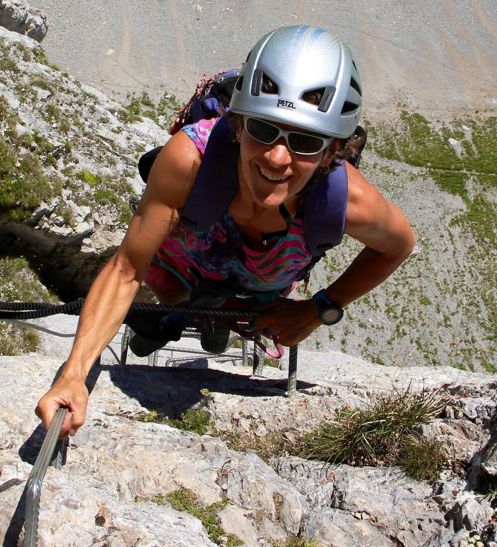 steep via ferrata climb