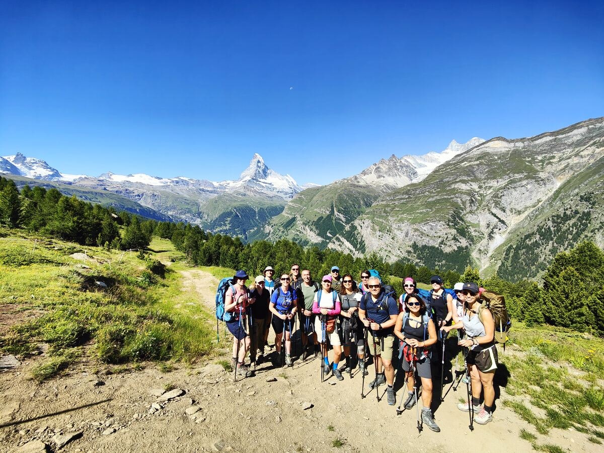Group hiking in Switzerland
