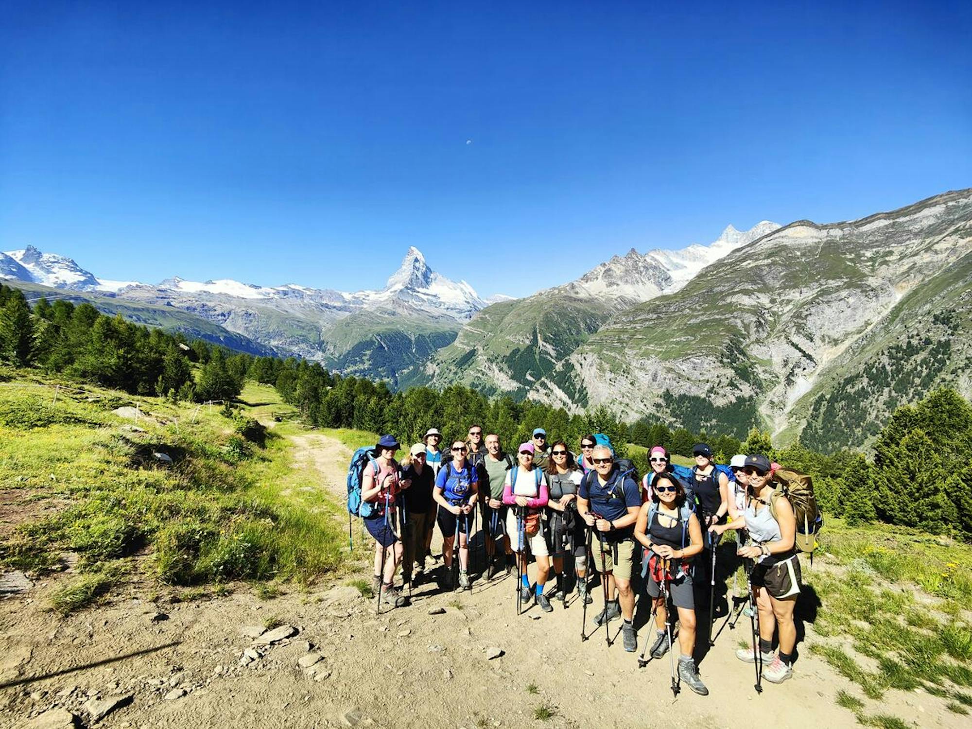 Group hiking in Switzerland