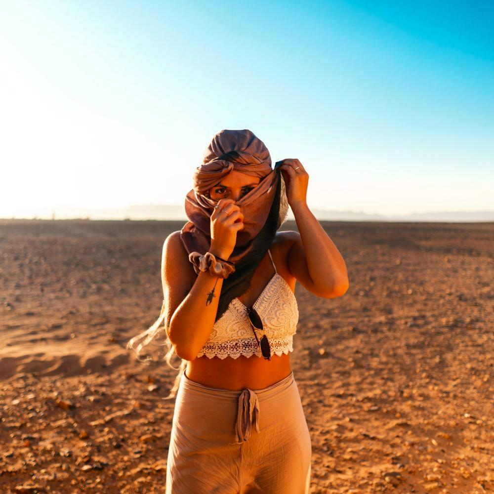 woman scarf desert