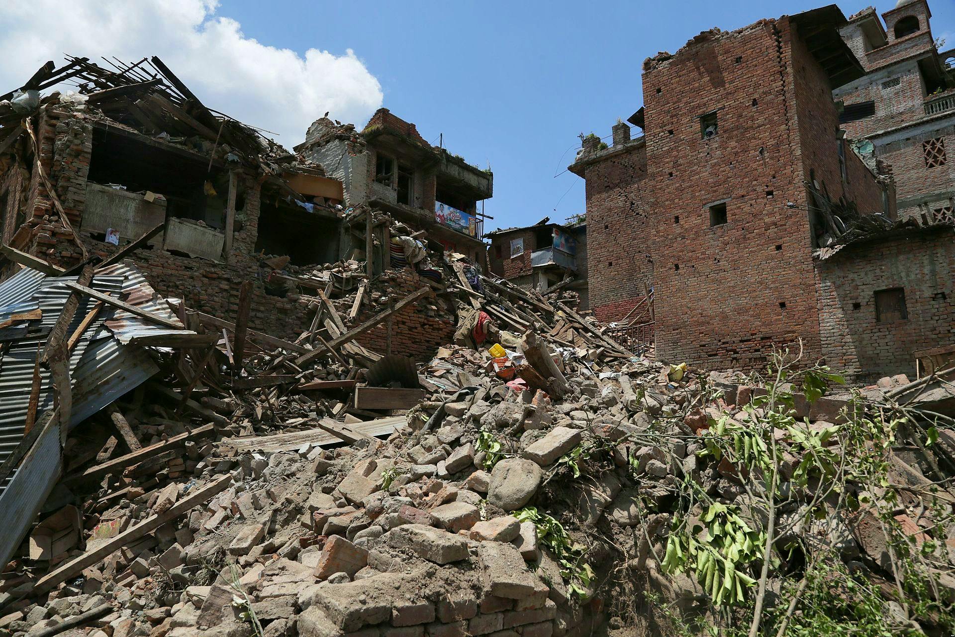 Damaged homes in Kathmandu after the April mainshock