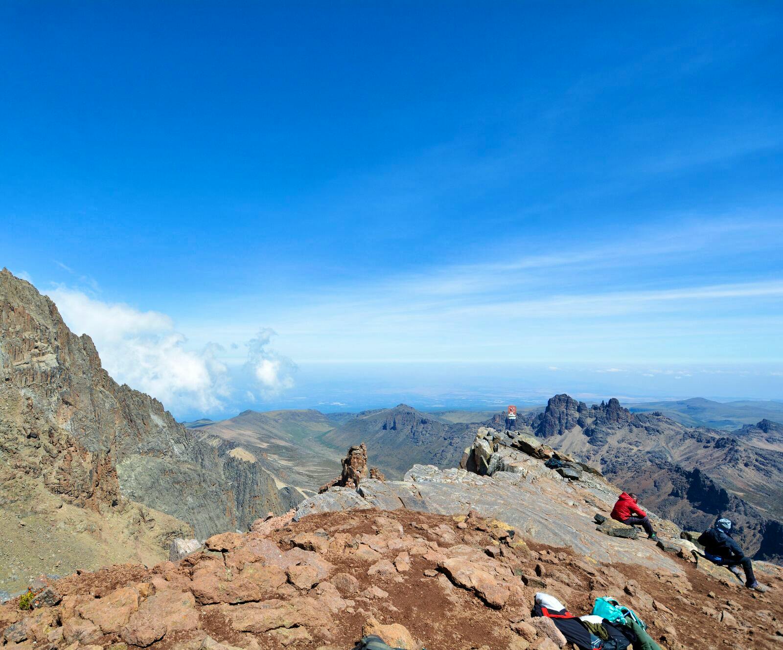 hikers on summit of mount kenya