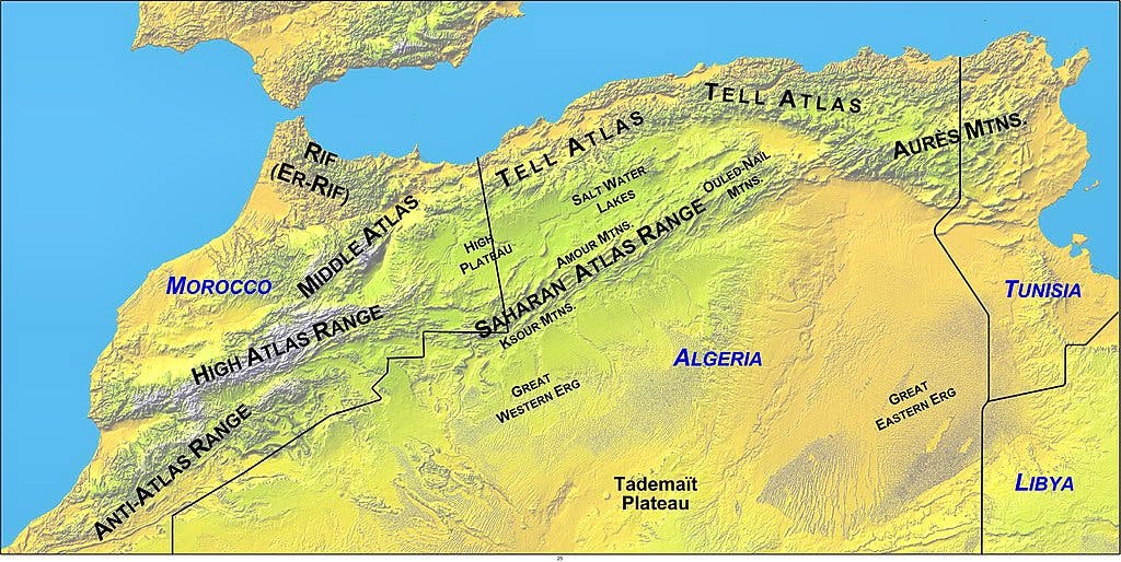 Atlas mountains map