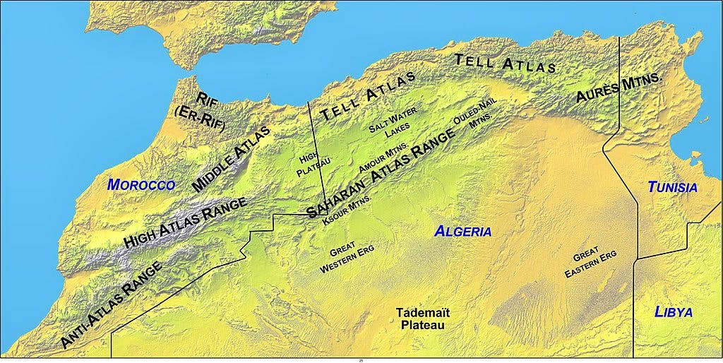 Atlas mountains map