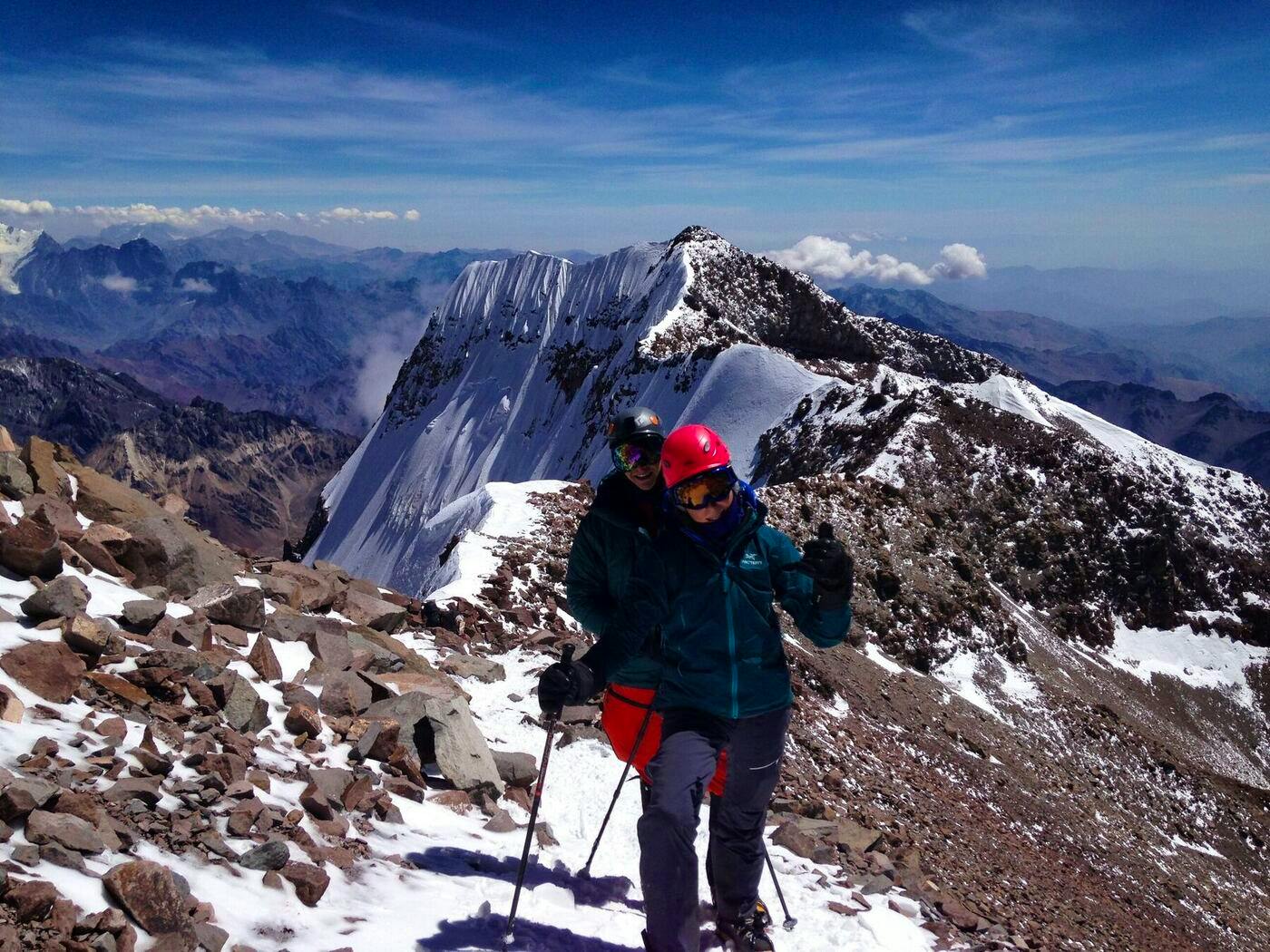 hikers on mount aconcagua in argentina
