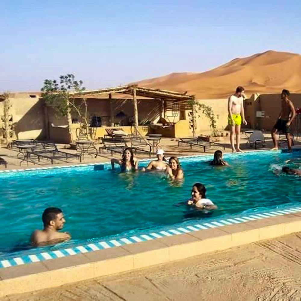 swimming pool, desert, morocco