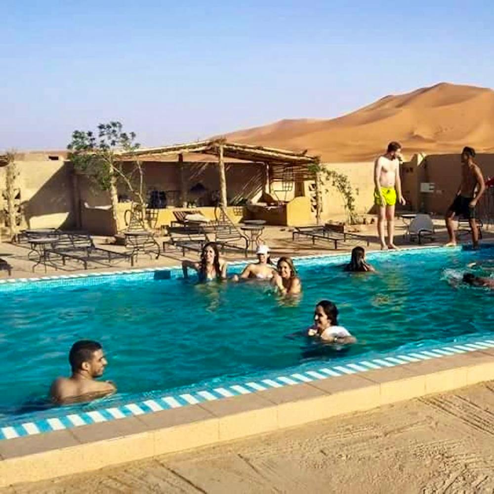swimming pool, desert, morocco
