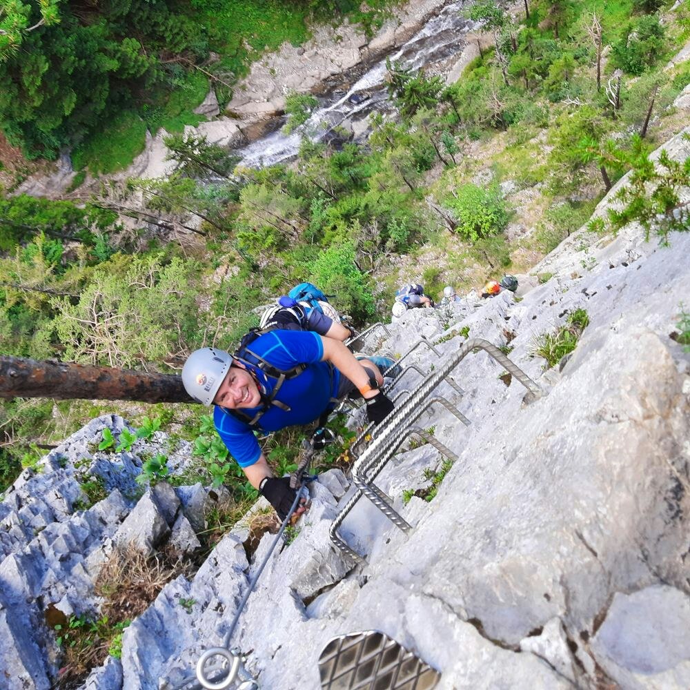 climbing via ferrata ladders