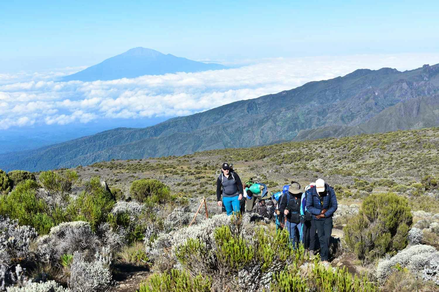 Kilimanjaro hike Mt. Meru in background