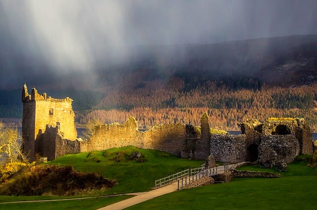 rain ruins lock ness scotland