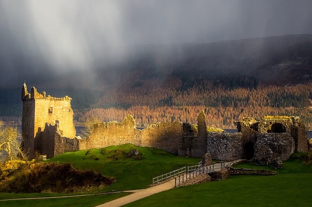 rain ruins lock ness scotland