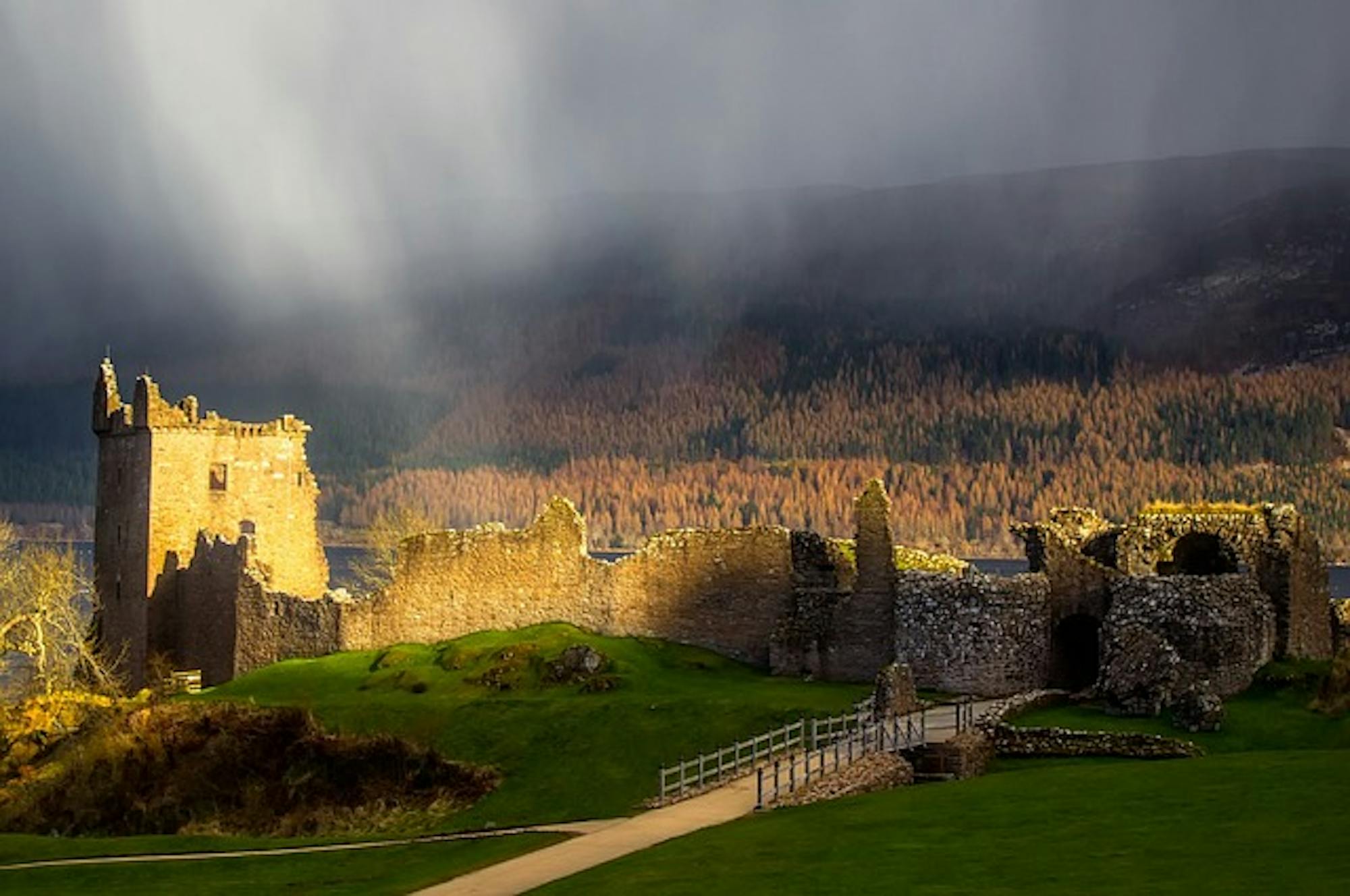 rain ruins lock ness scotland