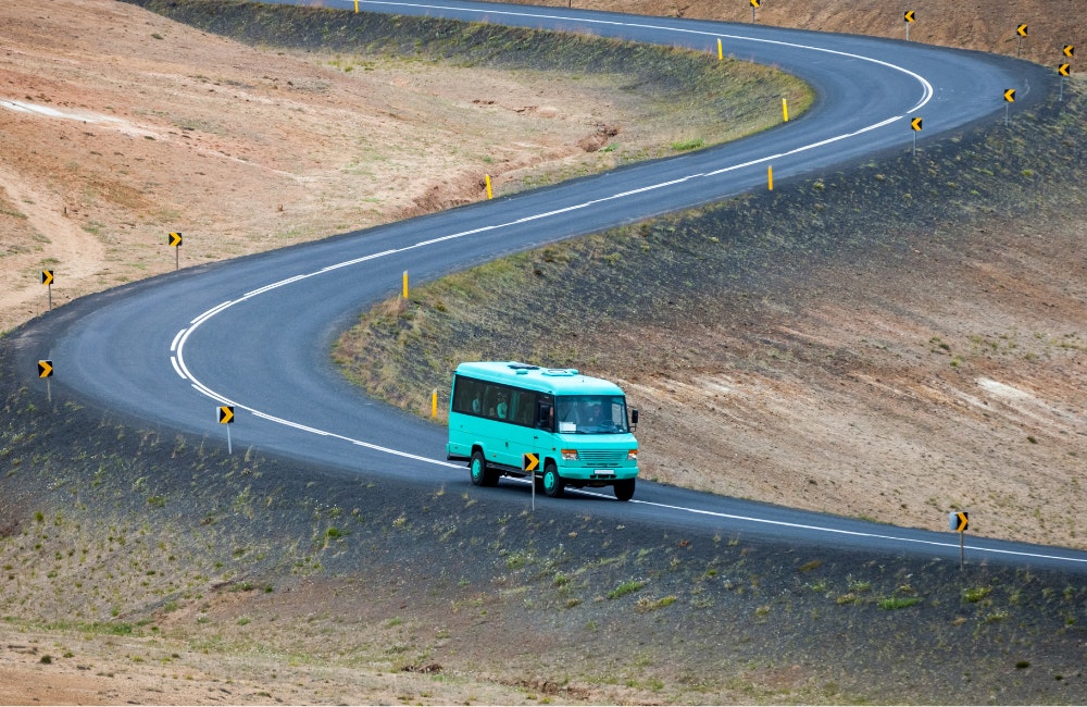 Taking a bus in Iceland