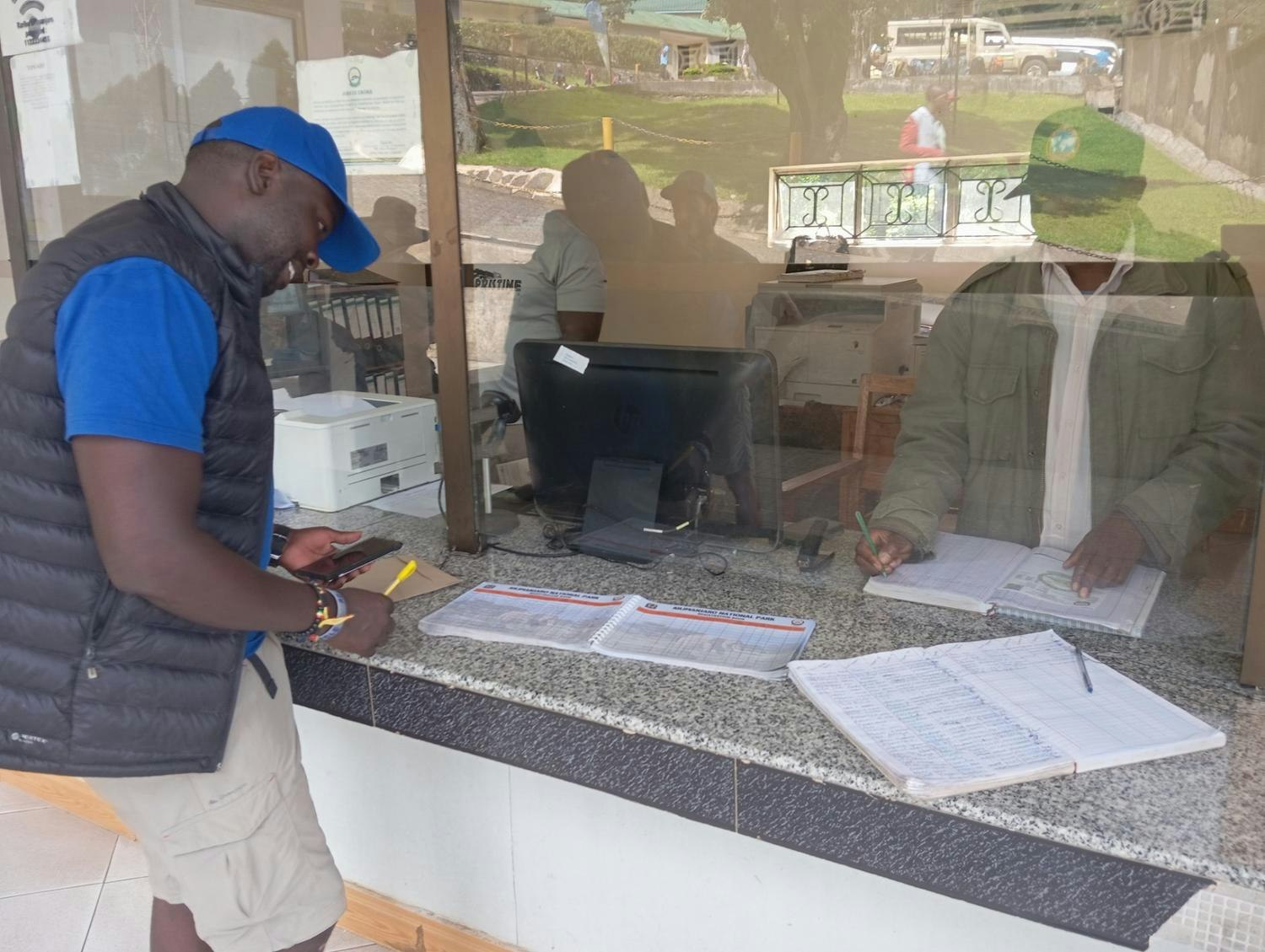 Signing in to Kilimanjaro National Park