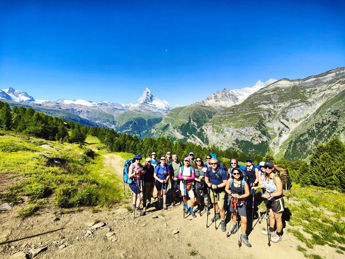 Group hiking in Switzerland