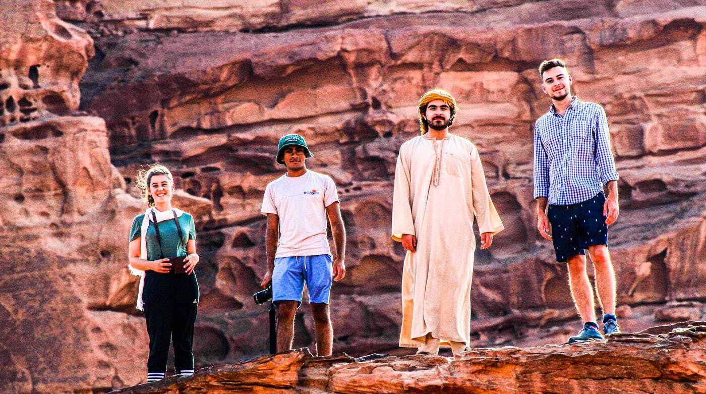 hikers and jordanian guide