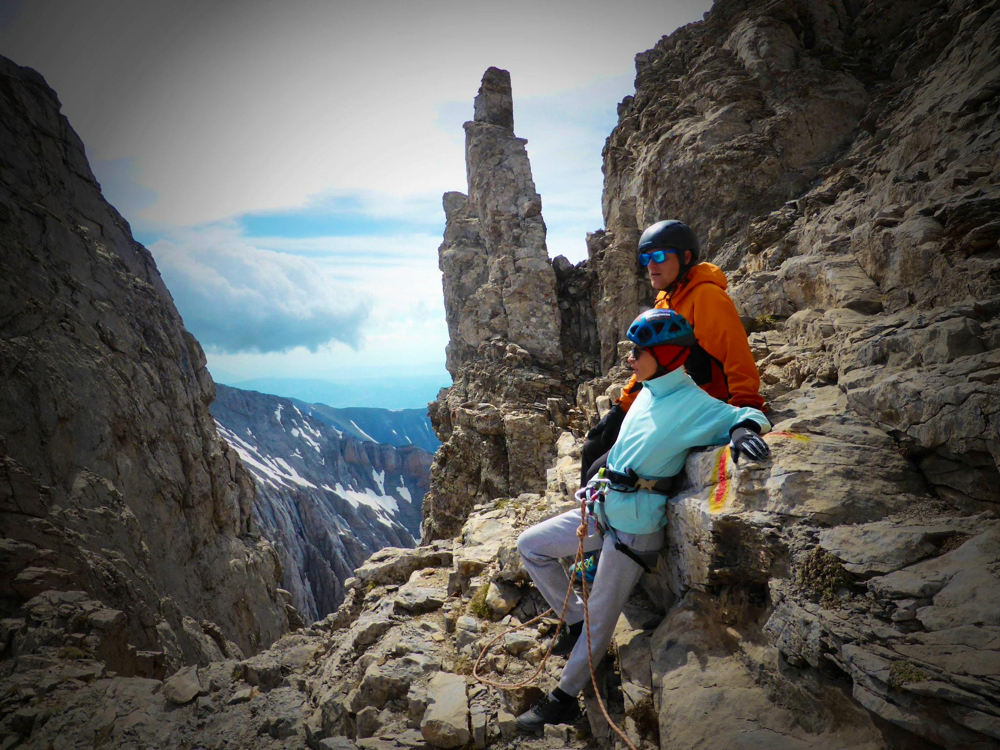 Climbers taking in the views.
