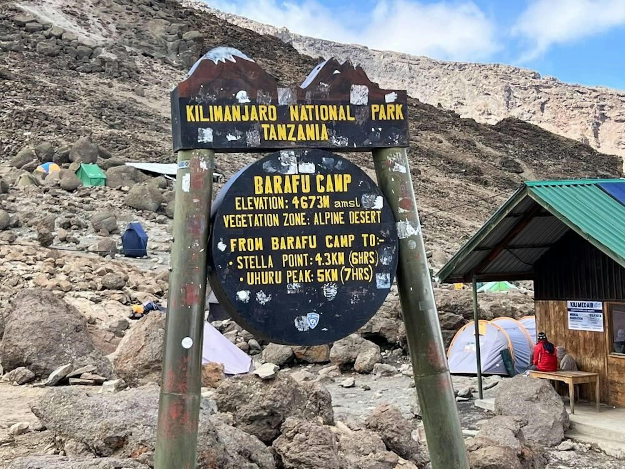 Barafu Camp sign