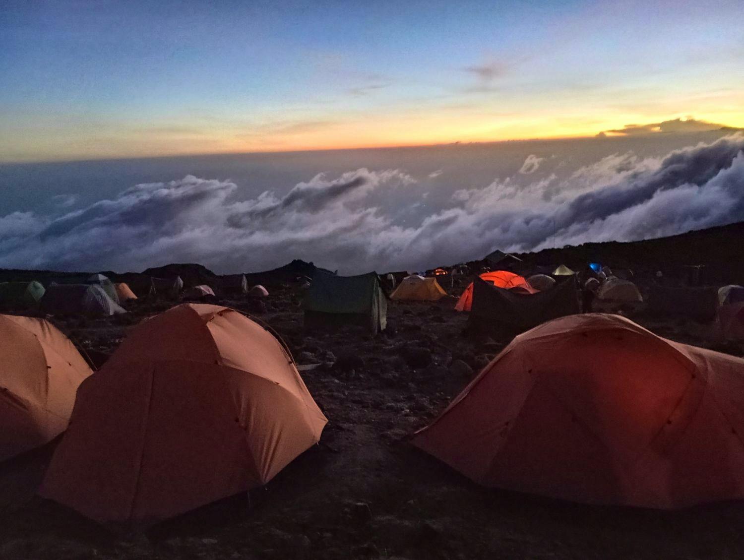Karanga camp at night Kilimanjaro